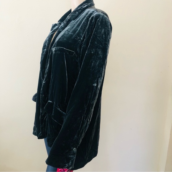 Anthropologie Velvet Blazer Jacket Size Large Slate Gray - Picture 5 of 9